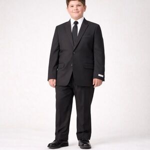Calvin Klein youth boys 2-pice suit Stretch Slim Fit black size 14 husky formal